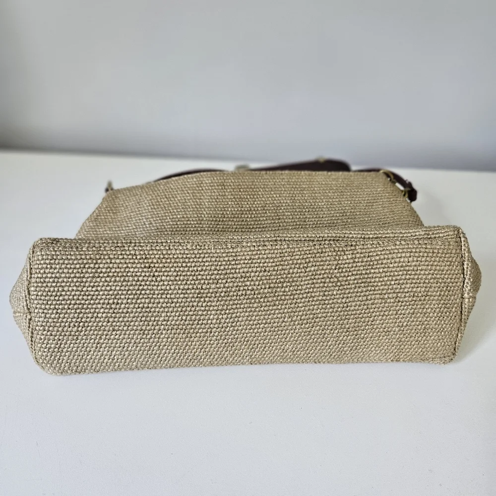 Vintage Etienne Aigner Shoulder Bag Jute & Leather Bag/ Clutch - Picture 11 of 15